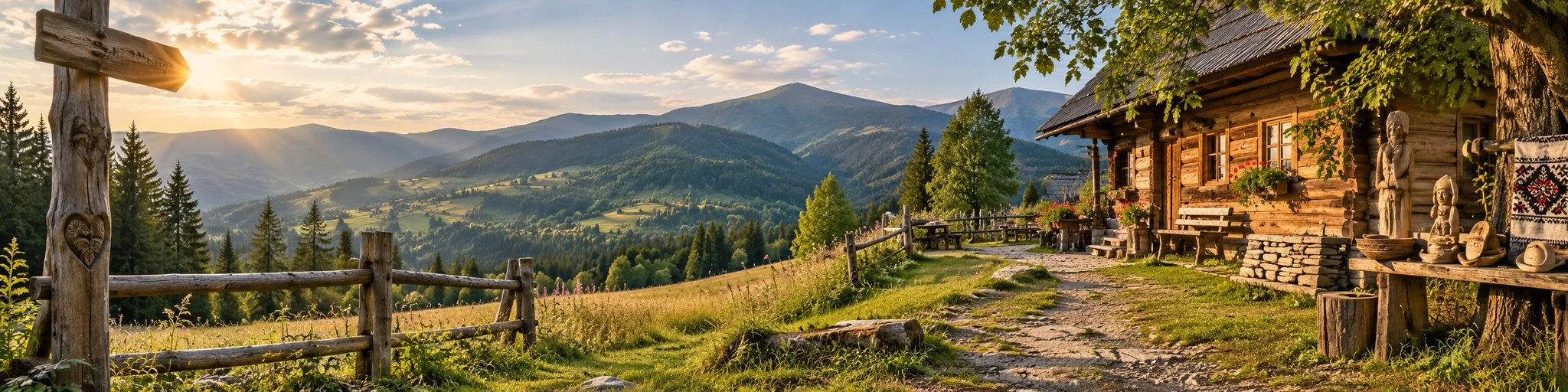 Wycieczka szkolna w Beskidach – drewniana chata, tradycyjne rzemiosło i górski krajobraz
